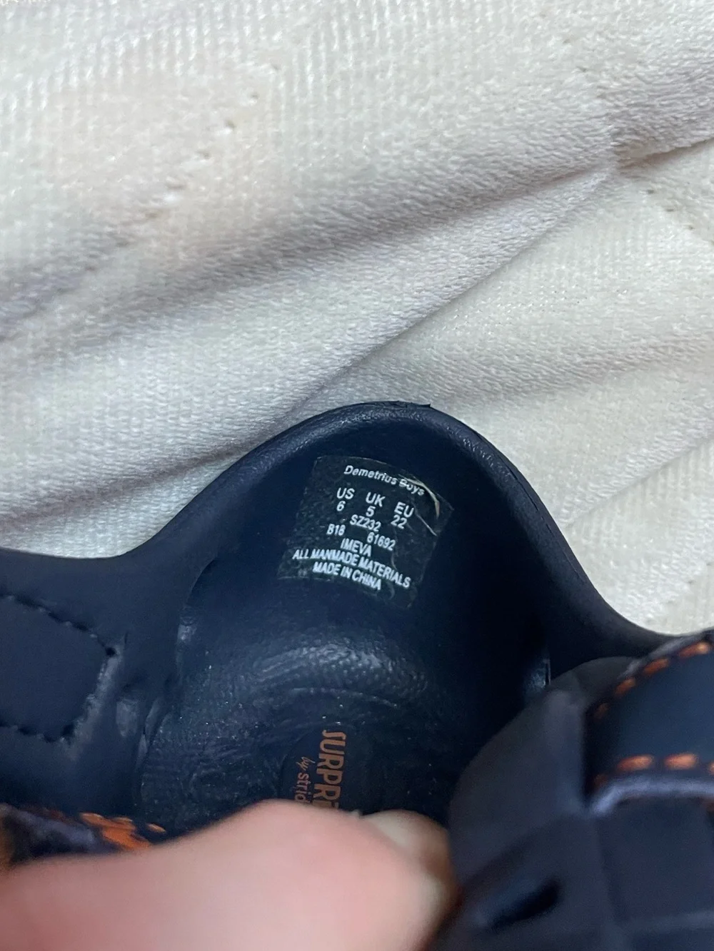 Kids Navy and Orange Water-Ready Sandals with Hook-and-Loop Strap